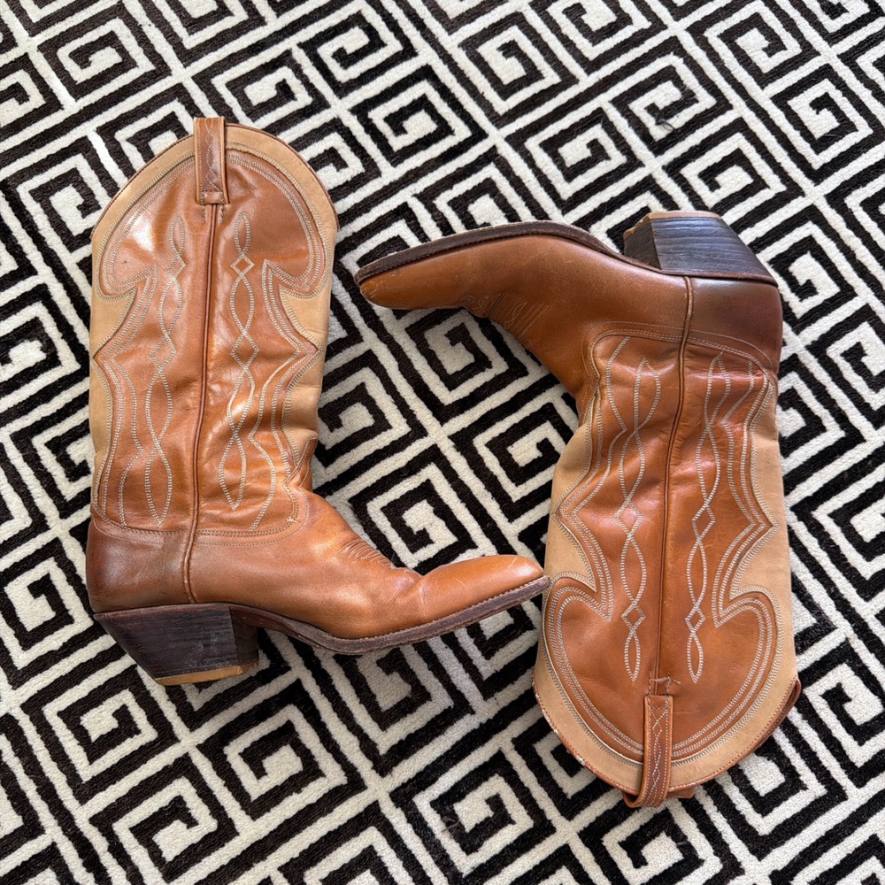 Dan Post Women's Tan Leather Lace-Up Western Boots